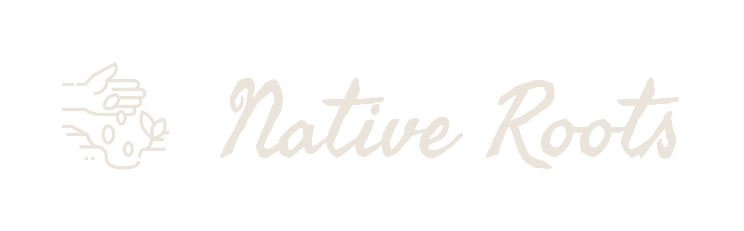 Native Roots logo depicting a hand lovingly dropping seeds into the ground.